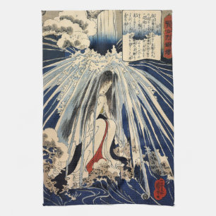 Hatsuhana Doing Penance by Utagawa Kuniyoshi Kitchen Towel