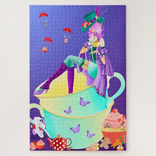 Hatted Lady in Teacup Jigsaw Puzzle