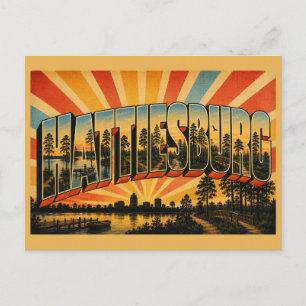 Hattiesburg Mississippi Lake Pine Forest Art Postcard