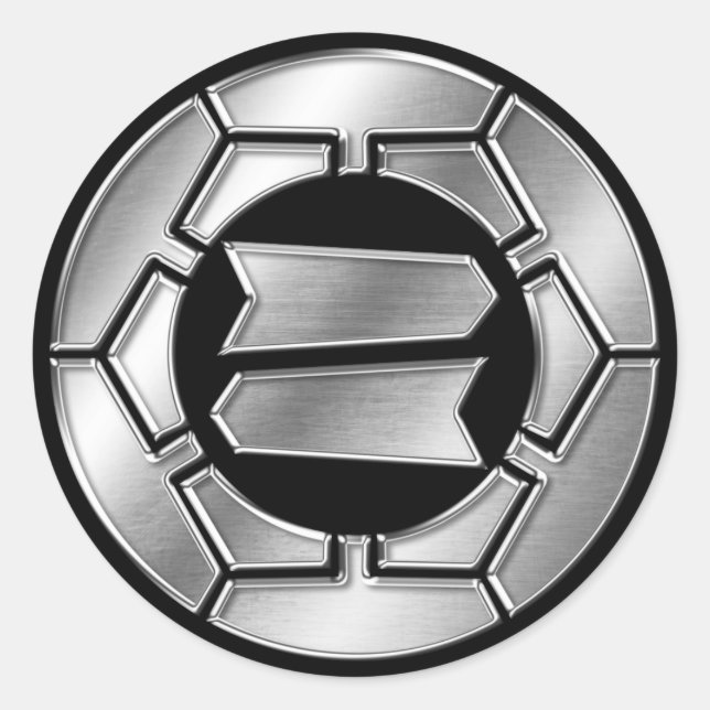 Hattori Clan Kamon Silver Chrome Classic Round Sticker (Front)