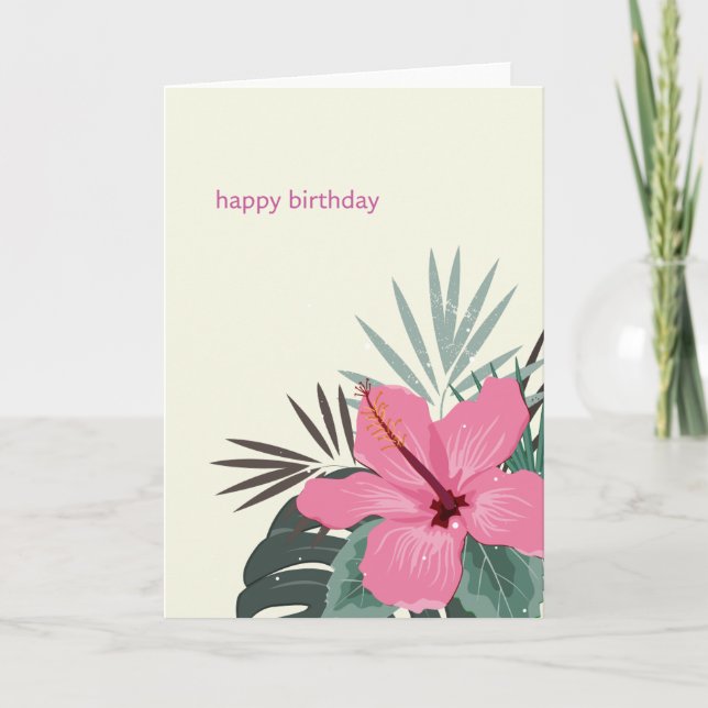 Hau‘oli La Hanau Hawaiian Birthday Hibiscus Announcement (Front)