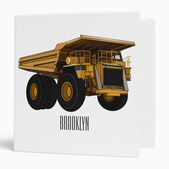 Haul truck cartoon illustration 3 ring binder (Front/Inside)