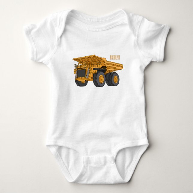 Haul truck cartoon illustration baby bodysuit (Front)