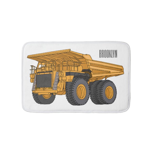 Haul truck cartoon illustration bath mat (Front)