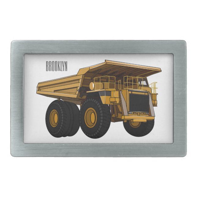 Haul truck cartoon illustration belt buckle (Front)