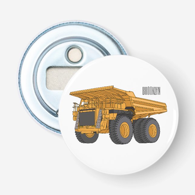 Haul truck cartoon illustration bottle opener (Front)