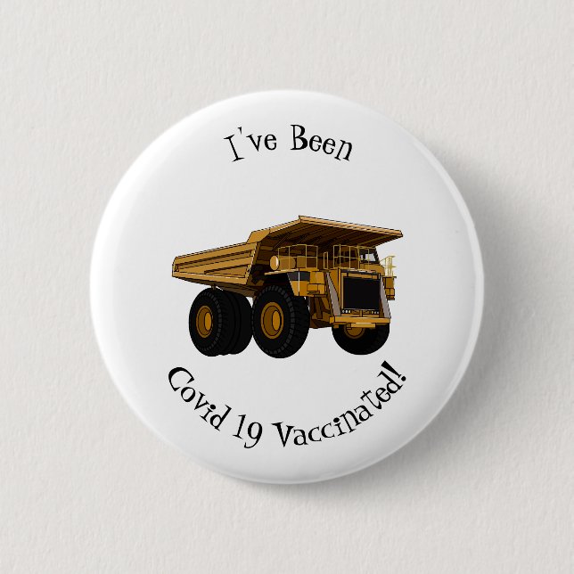 Haul truck cartoon illustration button (Front)