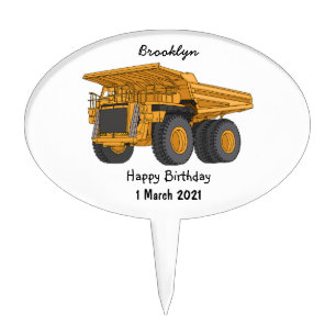 Haul truck cartoon illustration cake topper