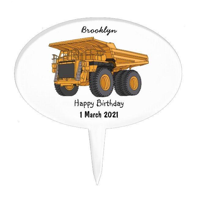 Haul truck cartoon illustration cake topper (Front)
