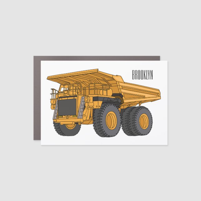Haul truck cartoon illustration car magnet (Front)