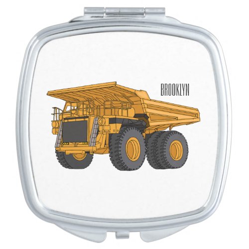 Haul truck cartoon illustration compact mirror