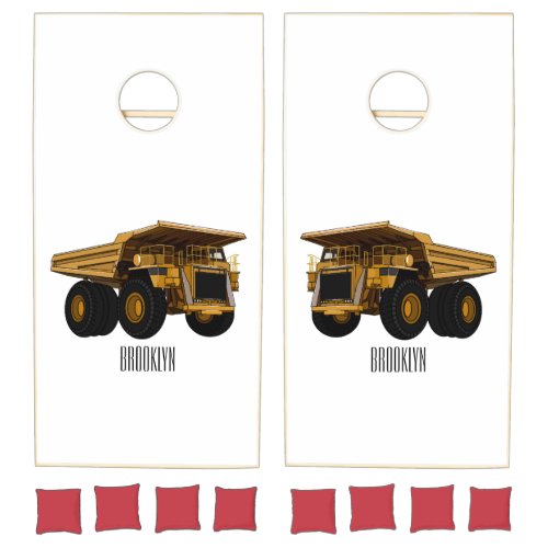 Haul truck cartoon illustration cornhole set