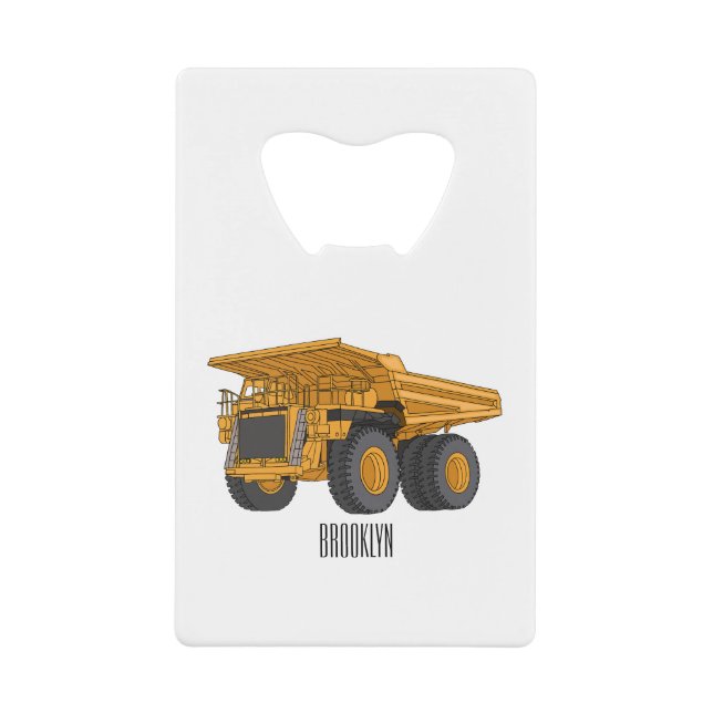 Haul truck cartoon illustration credit card bottle opener (Front)