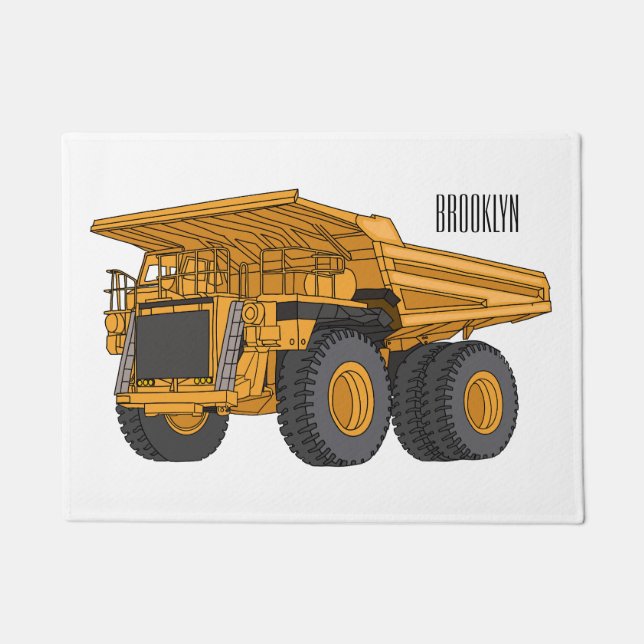 Haul truck cartoon illustration doormat (Front)