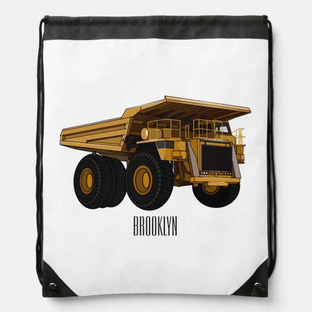 Haul truck cartoon illustration drawstring bag (Front)