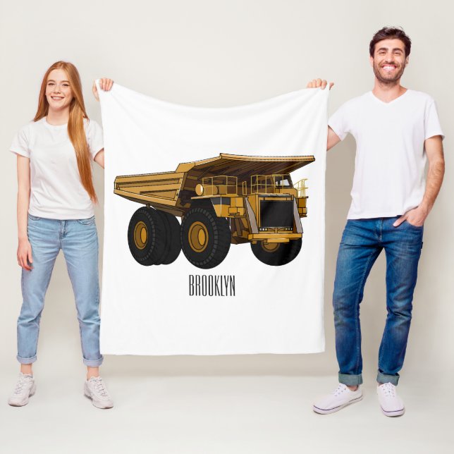 Haul truck cartoon illustration fleece blanket (In Situ)