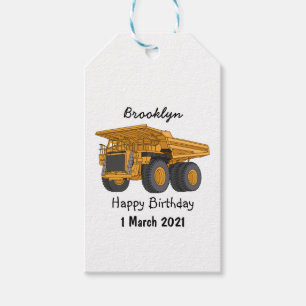 Haul truck cartoon illustration gift tags