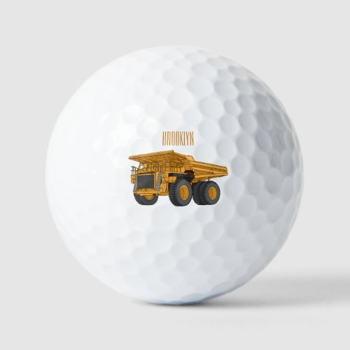 Haul truck cartoon illustration golf balls