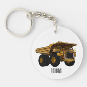 Haul truck cartoon illustration keychain