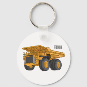 Haul truck cartoon illustration keychain