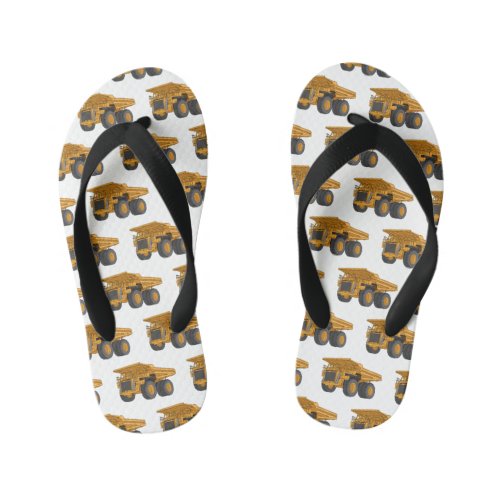 Haul truck cartoon illustration kids flip flops