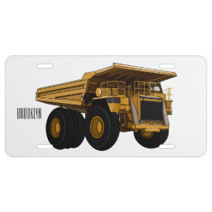 Haul truck cartoon illustration license plate