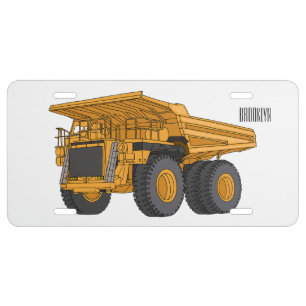 Haul truck cartoon illustration license plate