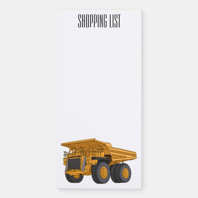 Haul truck cartoon illustration magnetic notepad (Front)