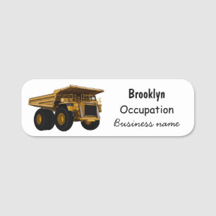 Haul truck cartoon illustration name tag