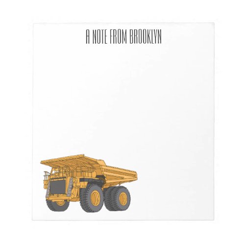 Haul truck cartoon illustration notepad