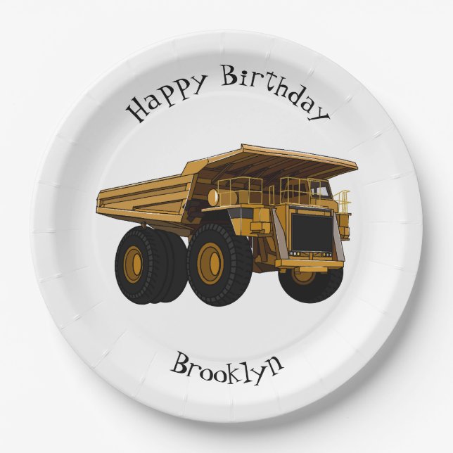 Haul truck cartoon illustration paper plates (Front)