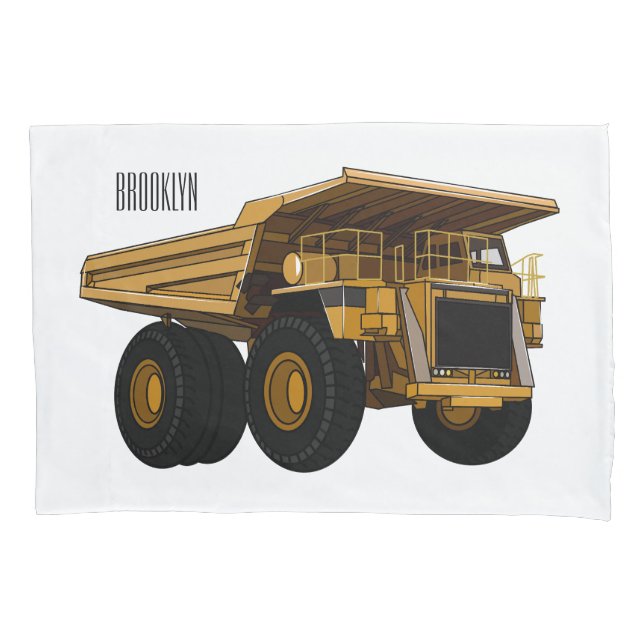 Haul truck cartoon illustration pillow case (Front)