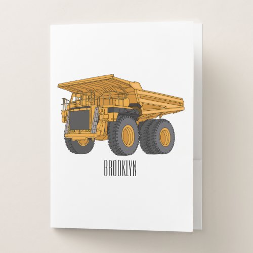 Haul truck cartoon illustration pocket folder