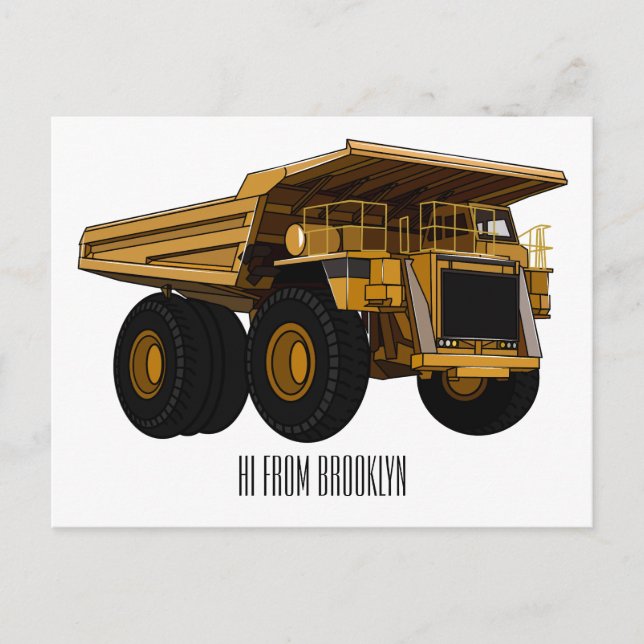 Haul truck cartoon illustration postcard (Front)