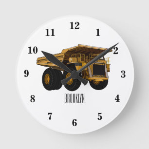 Haul truck cartoon illustration round clock
