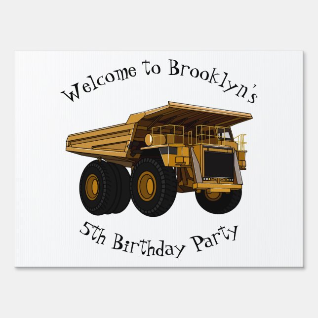 Haul truck cartoon illustration sign (Front)