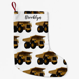 Haul truck cartoon illustration small christmas stocking