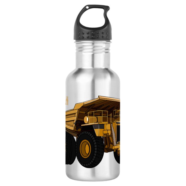 Haul truck cartoon illustration stainless steel water bottle (Front)