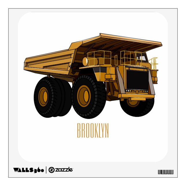 Haul truck cartoon illustration wall decal (Front)