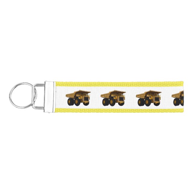 Haul truck cartoon illustration wrist keychain (Keys on Left)