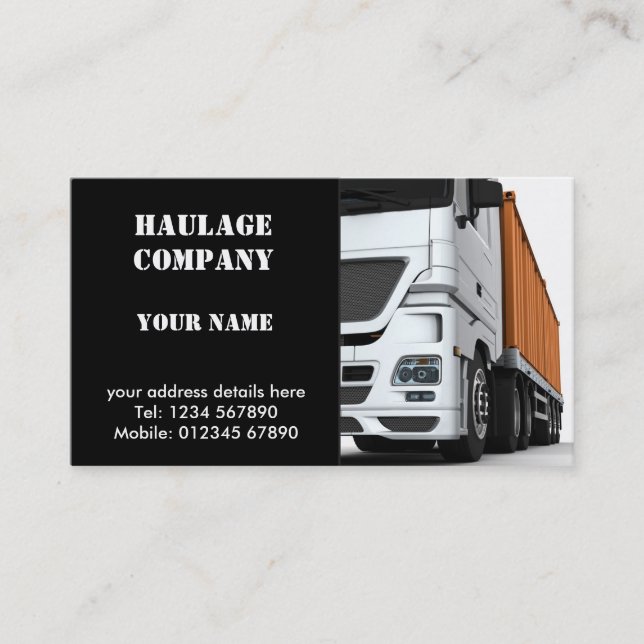 Haulage Company Business Card (Front)