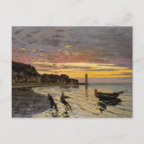 Hauling a Boat Ashore Honfleur by Claude Monet Postcard