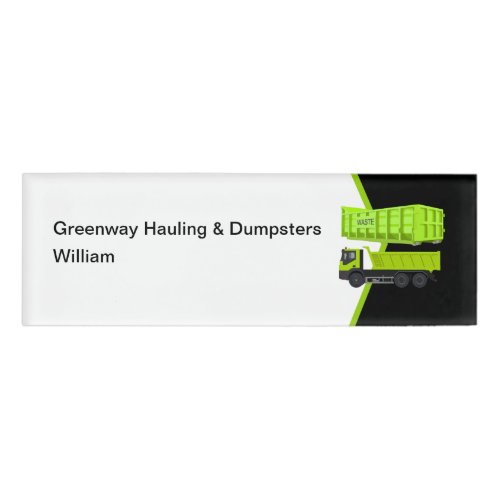 Hauling And Dumpster Rental Staff Name Tags Design