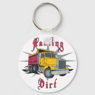 Hauling Dirt Dump Truck Keychain
