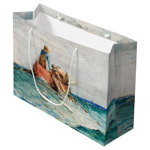 Hauling In The Nets (1887) By Winslow Homer Large Gift Bag
