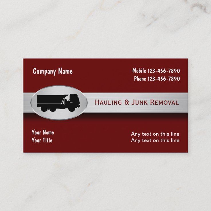 Hauling Junk Removal Business Cards Zazzle