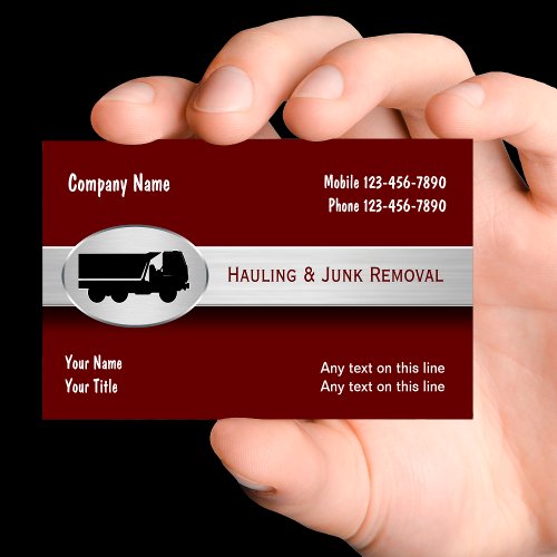 Hauling Junk Removal  Business Cards