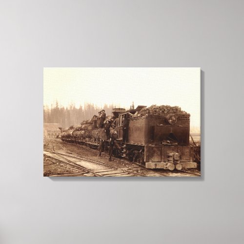 HAULING LOGS in BRITISH COLUMBIA c 1900 Canvas Print