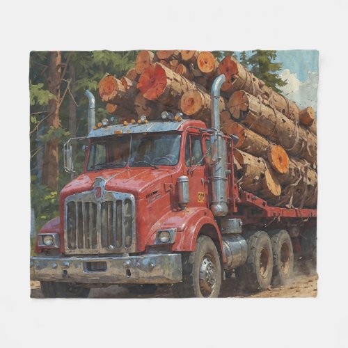 Hauling Lumber _ Trucker  Fleece Blanket