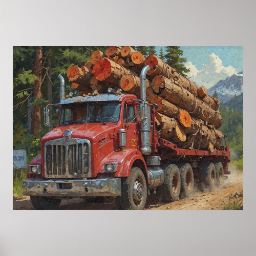 Hauling Lumber _ Trucker  Poster